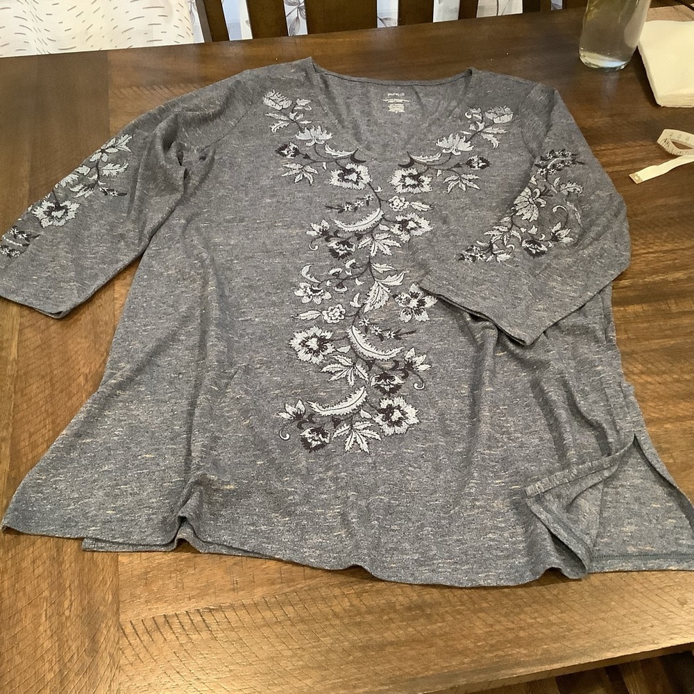 Embroidered Blue Women's Top, size is medium but runs a bit large.